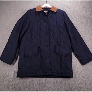 Vintage LAUREN‎ Ralph Lauren Jacket Mens SMALL Blue Quilted Brown Corduroy Trim